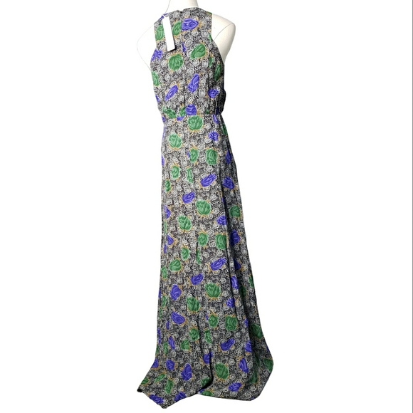 Revolve Line & Dot Dark Floral Crepe High Slit Maximalist Maxi Event Date Dress - Picture 6 of 13